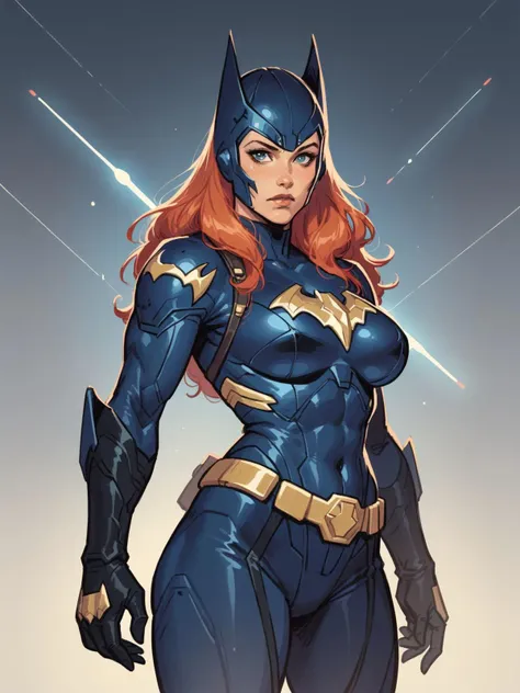 a woman in a blue costume with a batwoman costume