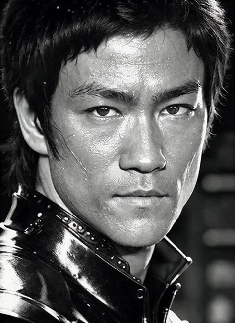 a close up of a man in a leather jacket posing for a picture