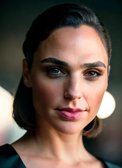 a close up of a woman with a pink lip and a black dress