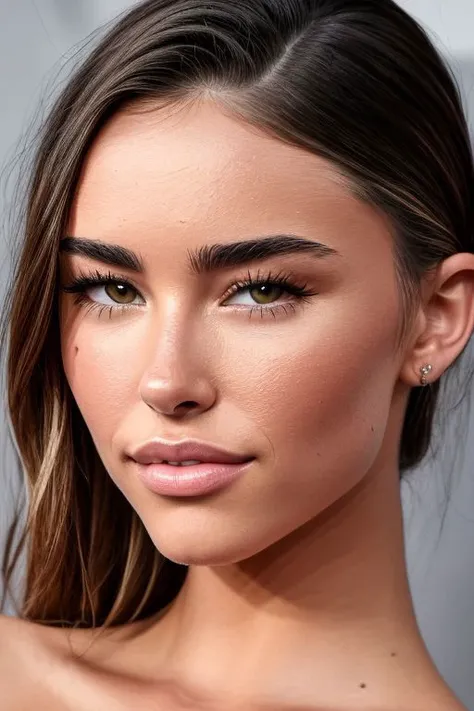 (CR-MadisonBeer-frankyfrank2k:0.9), full color portrait of woman, (nude:1.0), (oiled shiny skin:1.0), face focus,
masterpiece, best quality, sharp focus, highres 8k uhd, ultra-detailed, rim light, deep grey background,