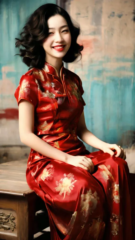 (Realistic),masterpiece,best quality,Long Shot,chibi,
edgnath,1girl wearing a dress,wearing edgBW fashion,designer dress,photo of a cute girl,full body,light smile,charming,20yo,ringlets hair.crew cut,Fiery red hair,Cheongsam/Qipao,Jacquard,Smiling,
<lora:...