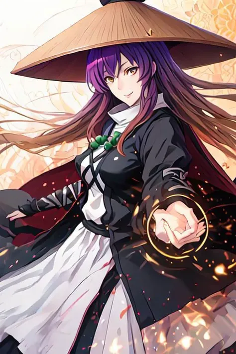 anime girl with a hat and a wand in her hand