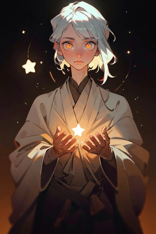 realistic, masterpiece, best quality, colorful,(finely detailed beautiful eyes and detailed face),nature lighting, extremely detailed CG unity 8k wallpaper,
1boy, solo, tall muscular guy,
Clothes: intricate wizard robe,
Appearance: silver hair, light colo...