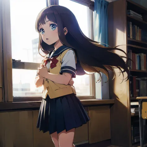 <lora:NonomuraAmi_BeMybaby_Ver2:0.7>,
NonomuraAmi,1girl,child,solo,
longhair,brown hair,blue eyes,school uniform,skirt,