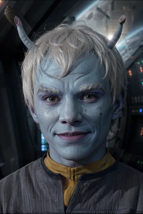 <lora:race_st_andorian:0.85>, andorian man, (white hair, white eyebrows), blue skin