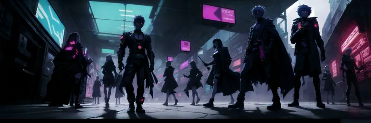 Generate a stunning (gothic architecture,  cyberpunk,  retro anime style:1.5),  a true [masterpiece] [best quality] of art.  [focus, solo, 1girl, ()dark skin:1.5, highly detailed gohtic dress, belt, walking]. Background in  [grand scale:1.5, panorama:1.5]....