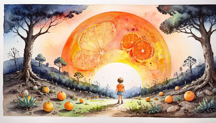 Positiv Clip L
watercolor, ink drawing, mix, a picture that appeals to children
Positive Clip G
watercolor, ink drawing, mix, a picture that appeals to children, Sub Orange . Vintage citrus heritage of California lives on underground, bioluminescent orange...