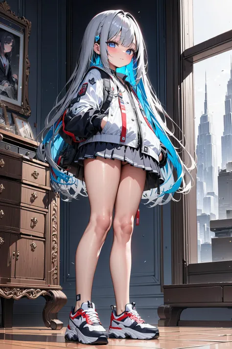 masterpiece, best quality, high quality, highres, ultra-detailed, 1girl, solo, petite, colored inner hair,  full body,