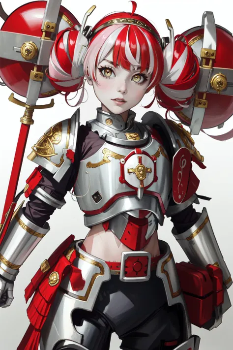 a close up of a woman in armor holding a sword