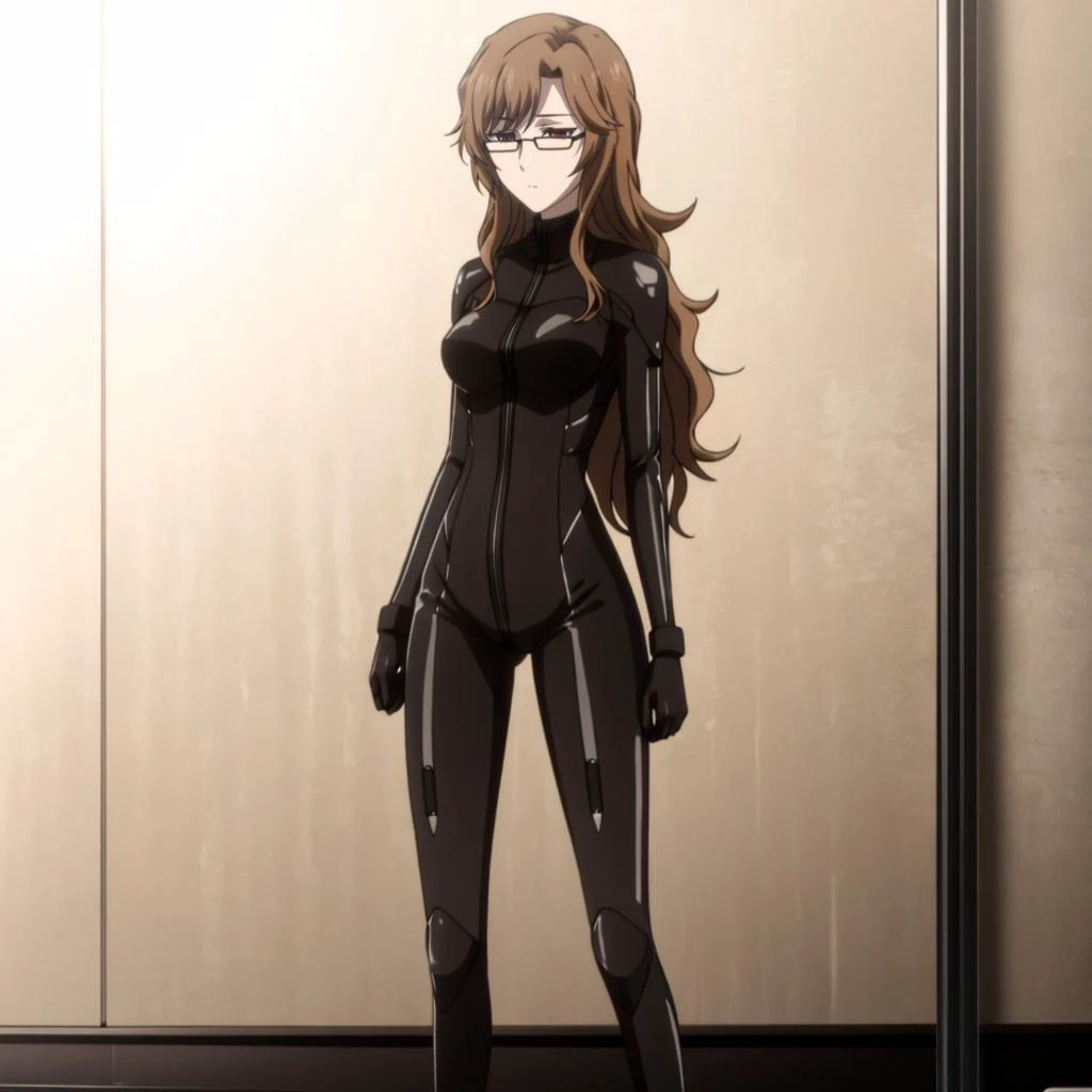 <lora:MoekaKiryu001:0.7>,<lora:add_detail:0.5>,
Moekazero,1woman,solo,
brown hair,long hair,expressionless,
glasses,
bodysuit,
full body,