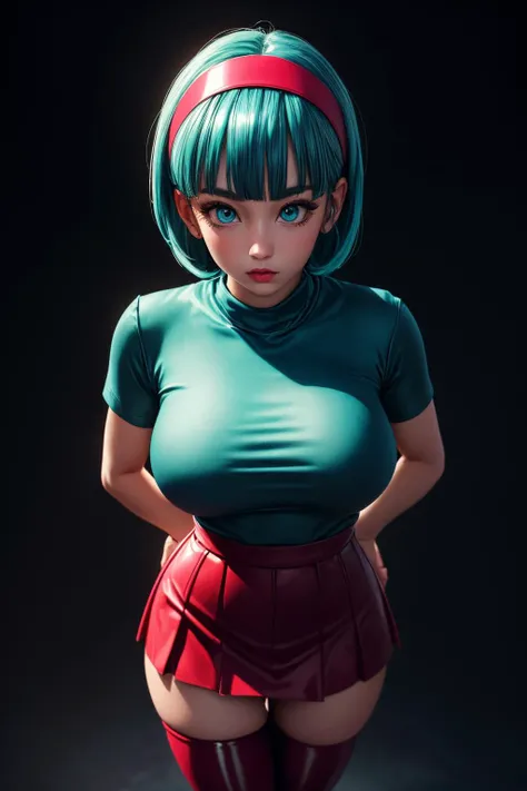 (ultra realistic,32k,RAW photo:1.1),(high detailed skin:1.1), 8k uhd, dslr, high quality, film grain, (makeup, mascara:1.1), lips,(thicklips), 
(shiny glossy translucent clothing:1.1), <lora:bulma_9:0.6>dragon ball, blmmid, aqua hair, medium hair, blunt ba...