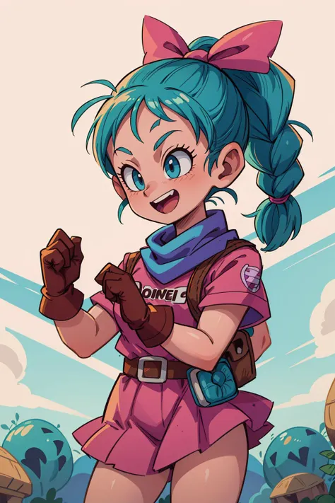 ((best quality, masterpiece)), ((style-swirlmagic):0.4),
1girl, power pose, <lyco:bulma_v1:0.7>dragon ball, blmpony, aqua hair, hair ribbon, braided ponytail, pink shirt, belt, scarf, pink skirt, clothes writing, brown gloves, smile, open mouth,
<lora:mor...