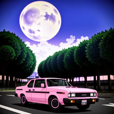 80's anime style, claymation, city street, (vehicle automobile car) passing, twilight, specular