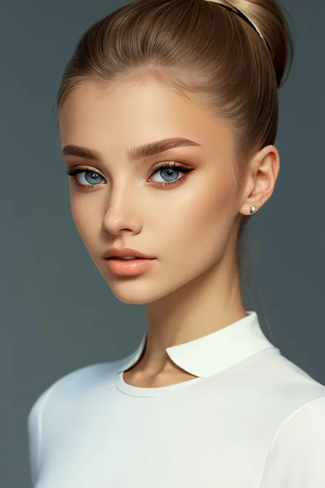 <lora:ViktoriaTishko_v1-000013:.9> ViktoriaTishko, focus on eyes, close up on face, hair styled Straight Sleek High Ponytail