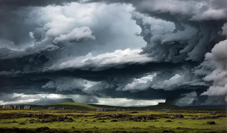 arafed view of a field with a large cloud in the sky