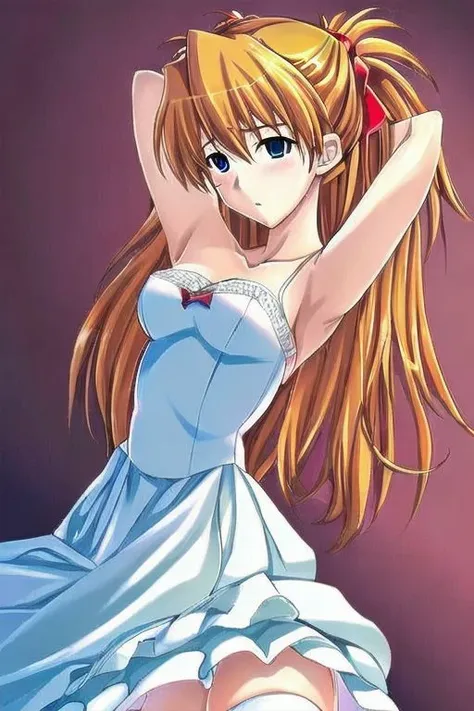 ((best quality, masterpiece, highly detailed)) Asuka Langley, Bridal dress, beautiful, ecchi, zettai ryokai, empty eyes, mind control, blank stare, emotionless,