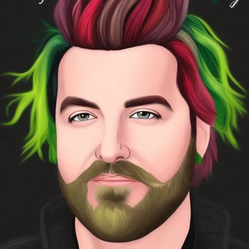 dskyart1, digital art, illustration, incredible masterpiece,a drawing of a man with a green hair and beard and a beardcut on his...