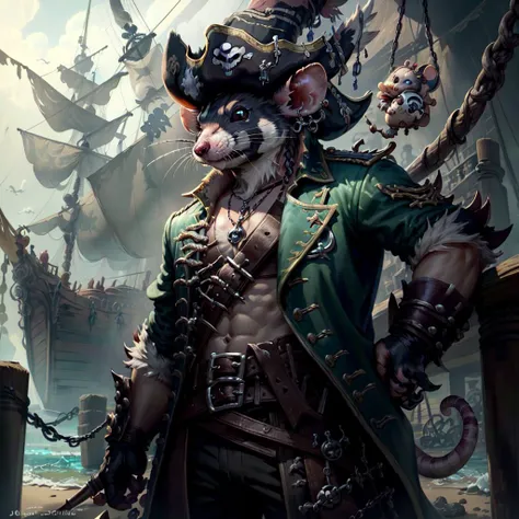 <lora:PiratePunkAIV4-000004:.9> PiratePunkAI rat pirate