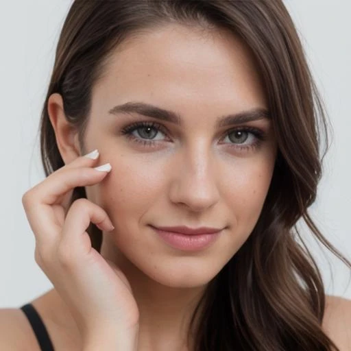 a close up of a woman with long hair and a black top