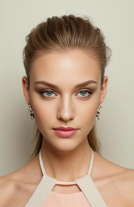 a woman with a pink top and a necklace on her neck