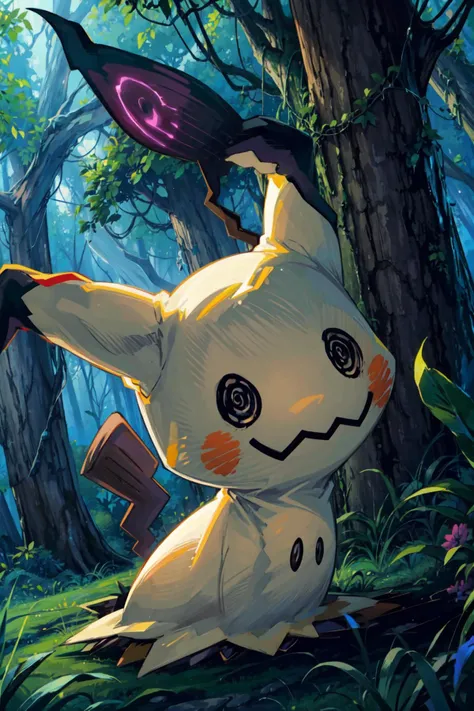 masterpiece,best quality,Mimikyu_Pokemon,no humans,forest,<lora:Mimikyu_Pokemon_Anime_Dim32:0.7>,