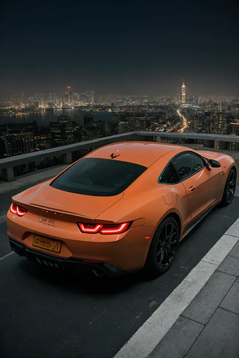 a close up of a car driving on a city street at night