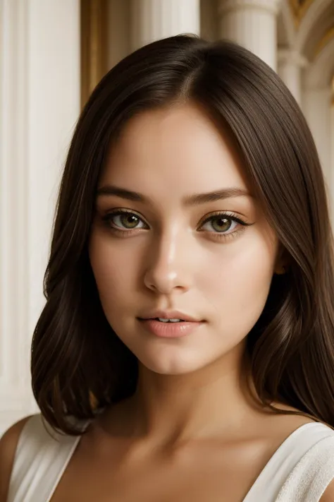 a woman with long hair and a white top posing for a picture