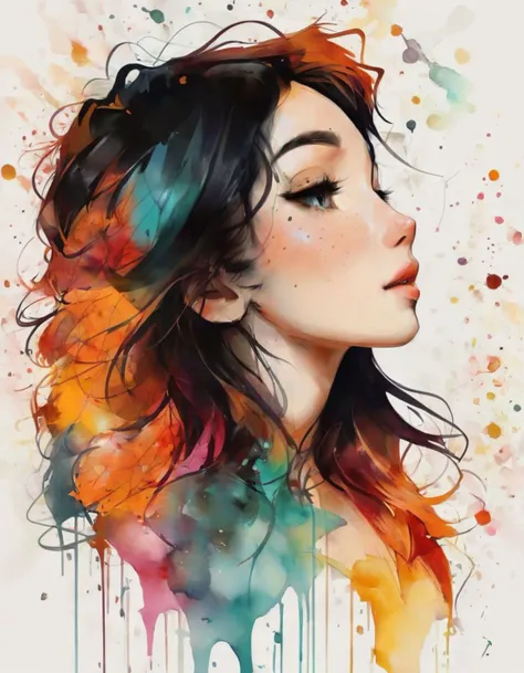 samdoesarts style a woman by agnes cecile, luminous design, pastel colours, ink drips, autumn lights  <lora:samdoesart_xl_v4:1.0>