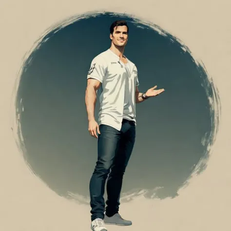 henry cavill man posing, (full body), (wearing casual clothes:1.5), confident smile, (detailed face), half life 2, in the style of greg rutkowski, (realistic anime), beautiful face, trending on pixiv, detailed, (clean lines), (sharp lines), (crisp lines), ...