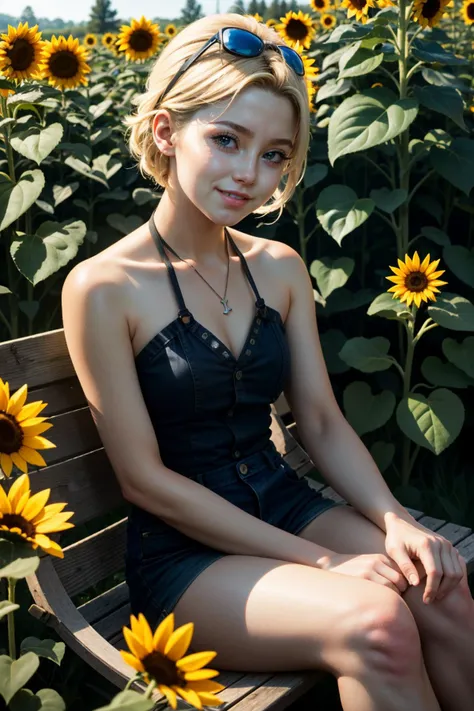 ((ultra detailed, masterpiece, best quality))
 <lora:DarkPicturesJulia:0.8>
DarkPicturesJulia, 1girl, blonde hair, sitting in a sunflower field, smiling, sunlight