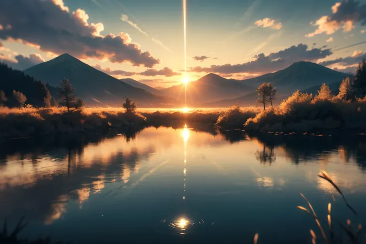 a close up of a river with a mountain in the background