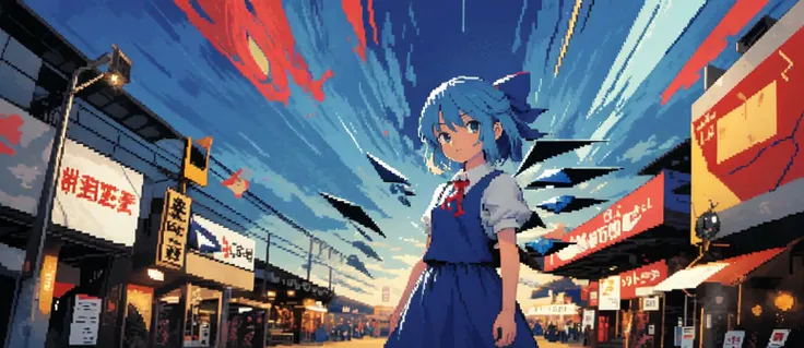 pixel-art 1girl cirno solo