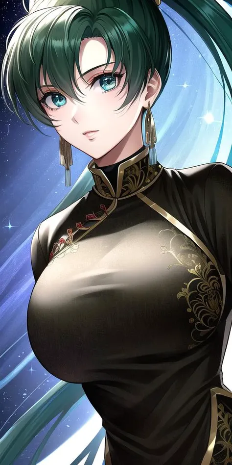 <lora:LyndisV4:0.7> lyndis, huge_breasts, standing, solo, china_dress,, masterpiece, best quality, detailed face, detailed eyes, highres,