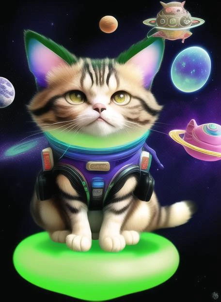 grumpy lsd space cat masterpiece floating