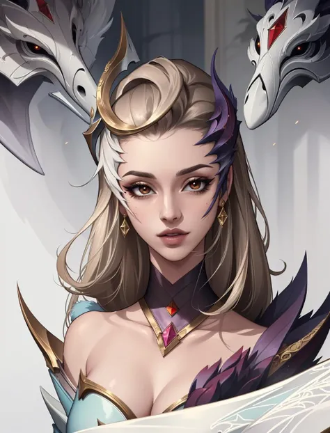 (masterpiece, intricate, highly detailed, beautiful, 8k:1.3)(masterpiece, best quality), intricate details, 1girl, <lora:coven_evelynn:0.8> coven evelynn, ( polar desert  :1.3), detailed background, detailed face,lavish , cinematic atmosphere,sfw, league o...