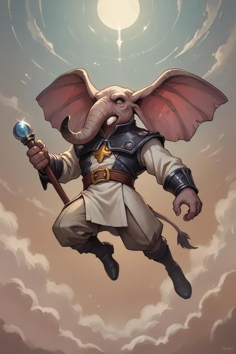 a cartoon elephant with a sword and a sword in its hand