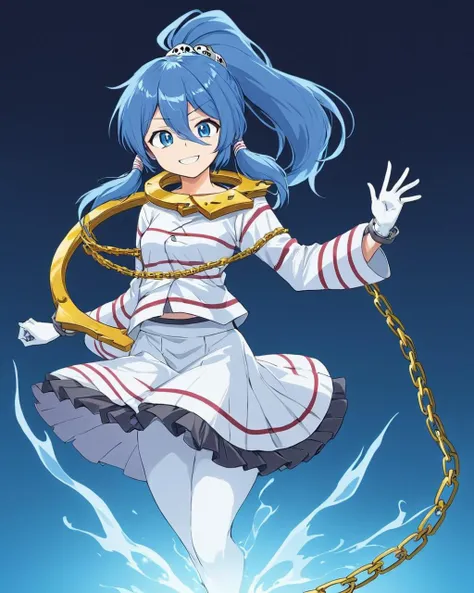 a girl in a sailor outfit is holding a chain and a sword