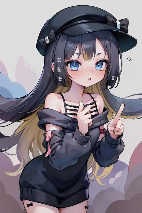 anime girl with a hat and a black dress holding a gun