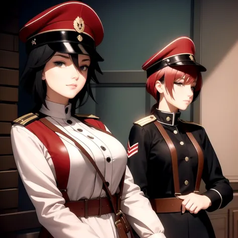 two women in uniform standing next to each other