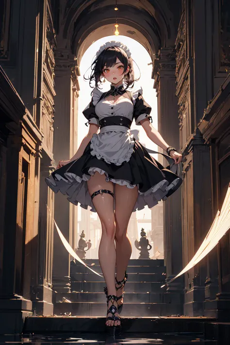 ((masterpiece)), (best quality), official art, extremely detailed CG, unity 8k wallpaper, ultra detailed, front light, 
1girl,solo, 1girl, solo, cowboy shot, ancient temple, intricate architecture, spiritual ambiance, sacred, night, crescent moon, Arcane B...