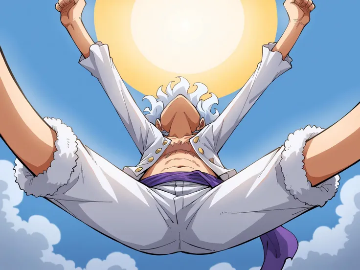 score_9, score_8_up, score_7_up, BREAK, source_anime, source_cartoon
(Gearfive:1.0), LAUGH, (eyes closed:1.3) holding his stomach, In sky, free fall, in the air, falling, mid air, fly <lora:LUFFY_pony_XL:0.8>