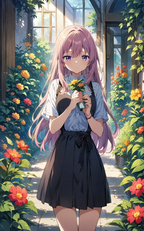 flower,plant,best quality,1girl,long hair,anime,masterpiece,solo