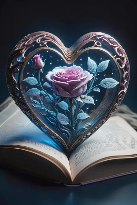 a close up of a book with a rose inside of it