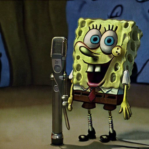 masterpiece, spongebob on stage singing into a microphone, intricate, detailed, highly realistic, octane, unreal, 3d render <lora:EdobSpongeBobSquarePants_v1.0:1.0>  <lora:80sMovieStyleLora_offset:1.0> <lora:the_godfather_offset:1.0>