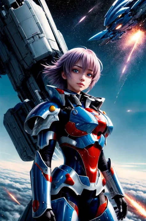 a woman, <lora:LadyBra:0.7>  armor, epic,  incredibly powerful Anime Girl, created by Hideaki Anno, by Katsuhiro Otomo, by Rumiko Takahashi, Movie poster style, box office hit, a masterpiece of storytelling, main character center focus, monsters , mech cre...