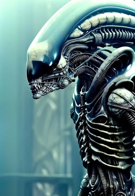 ASCII8k full body photo of bigbadejo alien_monster walking through an (industrial futuristic room, (aged sci-fi elements, retro sci-fi consoles), volumetric lighting, depth of field, ray tracing, subsurface scattering