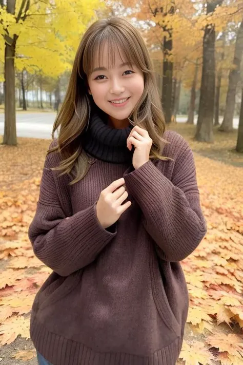 1girl,(wearing an autumn outfit:1.2),(RAW photo, best quality), (realistic, photo-realistic:1.4), masterpiece, an extremely delicate and beautiful, extremely detailed, 2k wallpaper, Amazing, finely detail, extremely detailed CG unity 8k wallpaper, ultra-de...