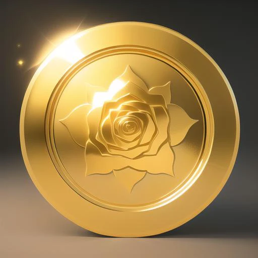 a coin with an engraved rose on it,a gold coin with an engraved rose on it,(masterpiece, top quality, best quality, official art...