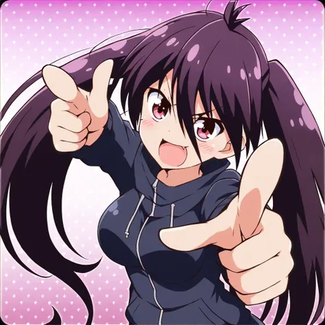 anime girl pointing at the camera with her finger up