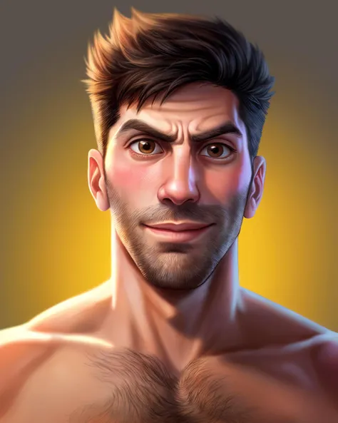 nev schulman, handsome man, (closeup:0.6) portrait, upper body, pixar style, smirk, sharp focus, absurdres, masterpiece, topless, clean plain vibrant background, dynamic pose, (profile:0.6) <lora:add_detail:0.8>  <lora:diffusiondudes_NevSchulman_V1-05:0.85...